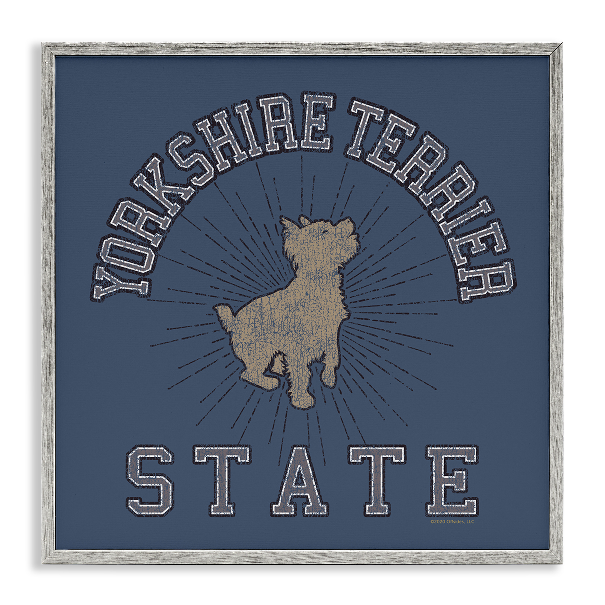 Stupell Industries Yorkshire Terrier State Novelty & Humor Painting Gray Framed Art Print Wall Art, 12 x 12