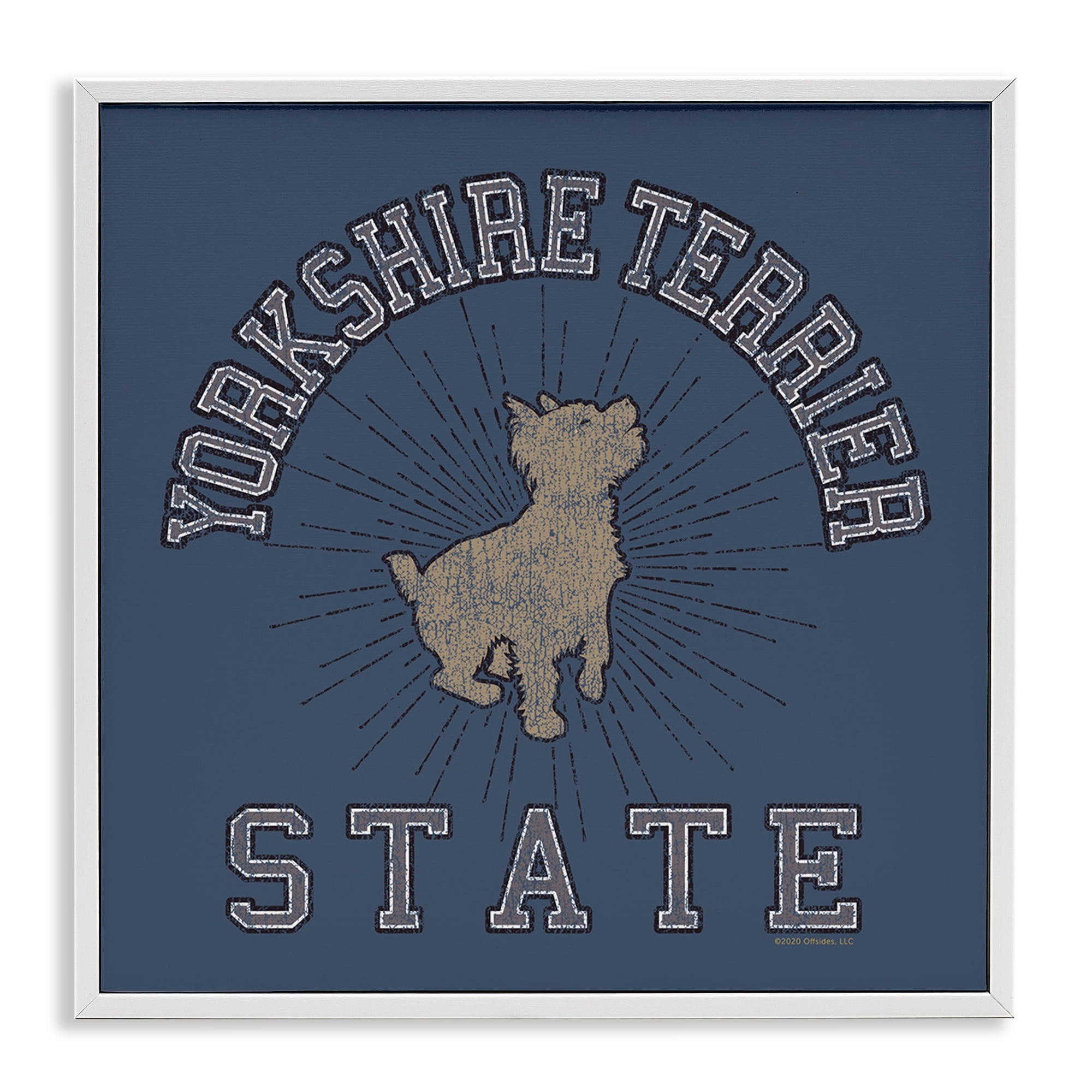 Stupell Industries Yorkshire Terrier State Novelty & Humor Painting White Framed Art Print Wall Art, 12 x 12
