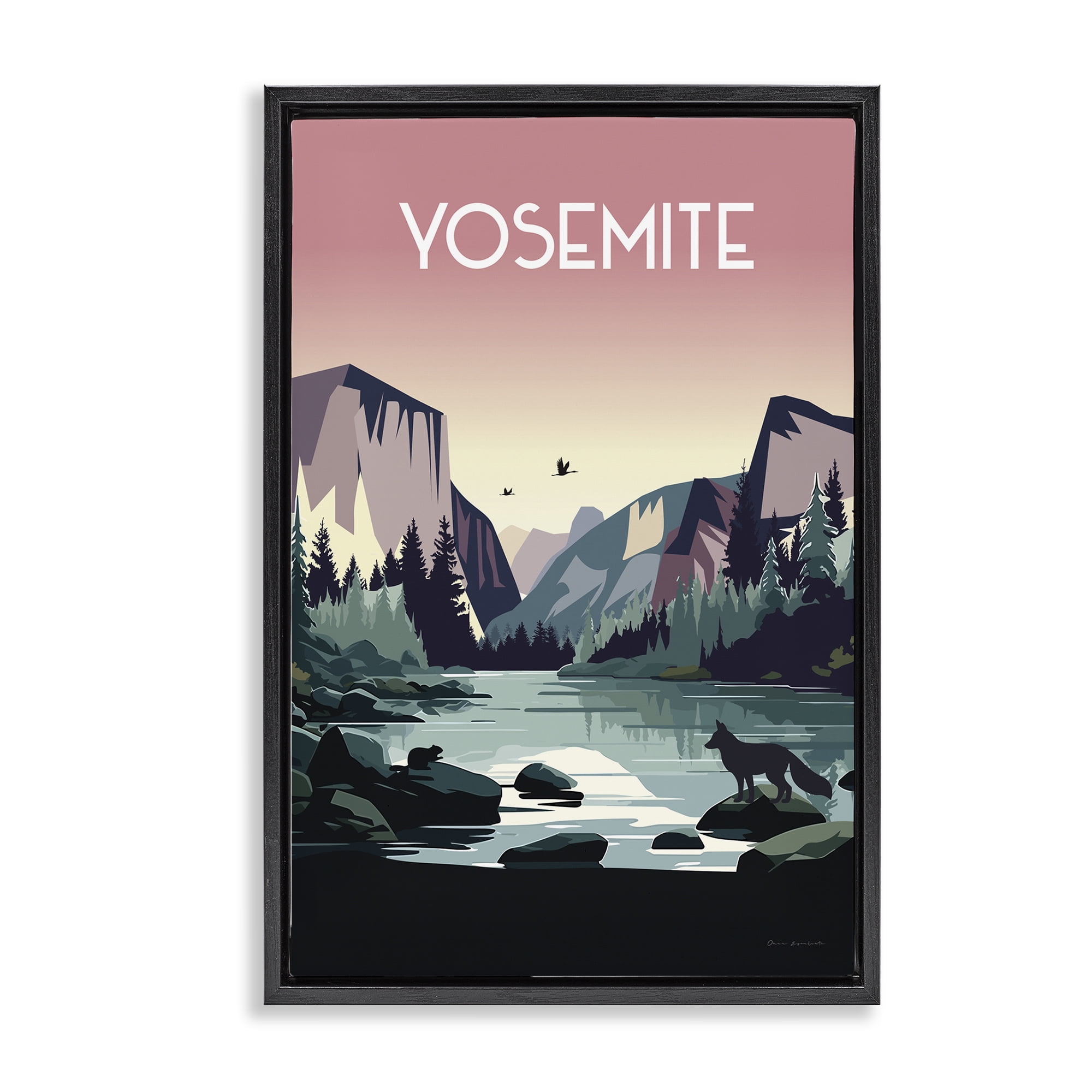 Stupell Industries Yosemite Landmark View Landscape & Nature Painting Black Floater Framed Canvas Art Print Wall Art, 21 x 31