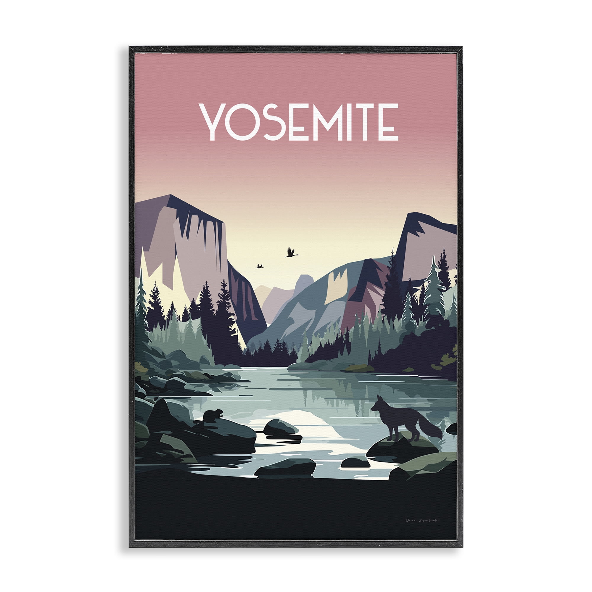 Stupell Industries Yosemite Landmark View Landscape & Nature Painting Black Framed Art Print Wall Art, 12 x 18