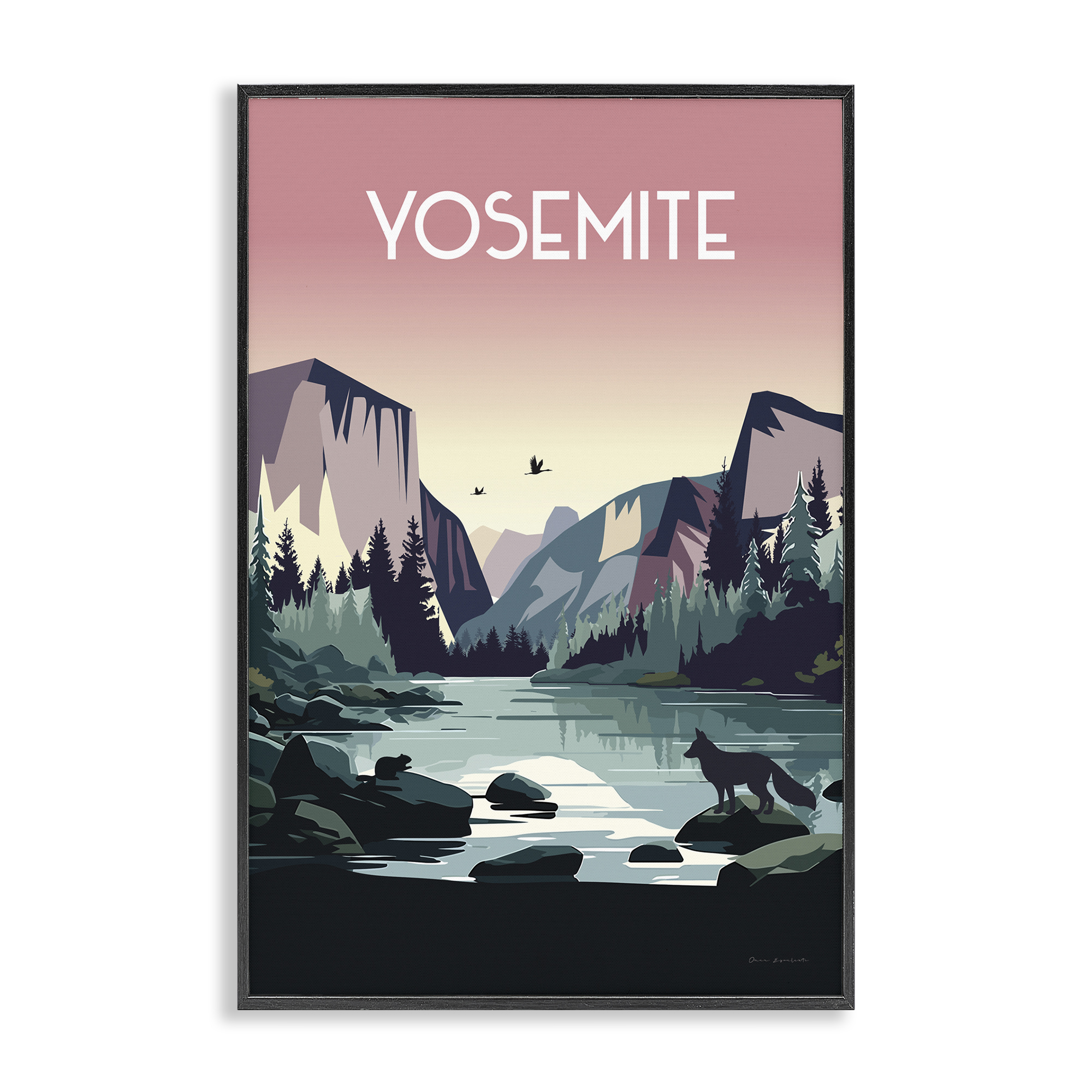 Stupell Industries Yosemite Landmark View Landscape & Nature Painting Black Framed Art Print Wall Art, 20 x 30