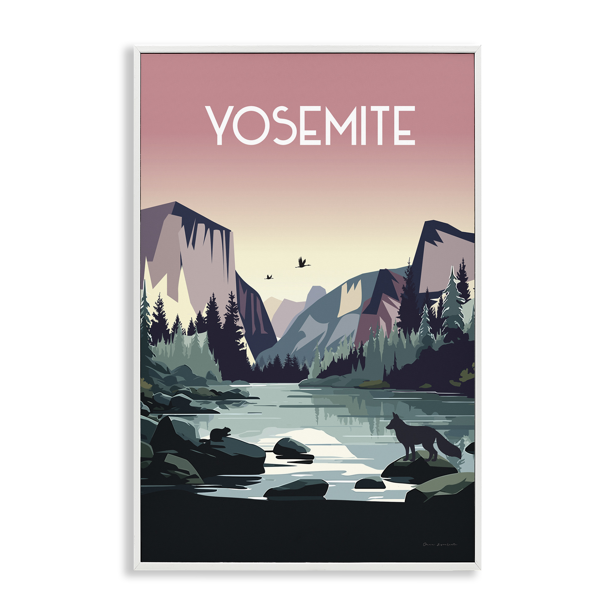 Stupell Industries Yosemite Landmark View Landscape & Nature Painting White Framed Art Print Wall Art, 20 x 30