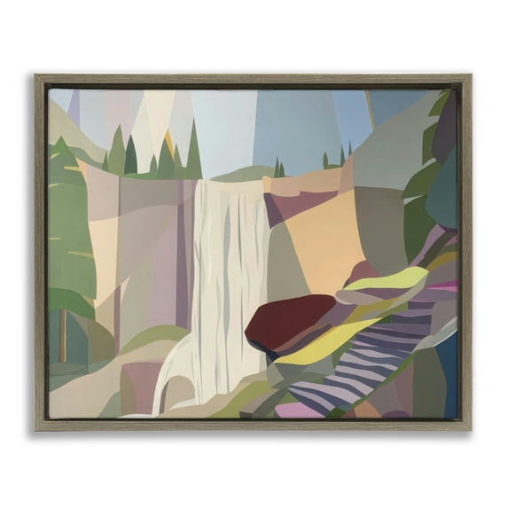 Stupell Industries Yosemite & Mist Trail Brown Framed Floater Canvas Wall Art, design by Melba Browne