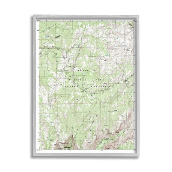 Stupell Industries Yosemite National Park and Wilderness Topographic Map Geography, 16 x 20, Design by Daphne Polselli