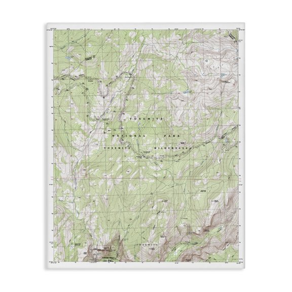 Stupell Industries Rustic Lodge Yosemite National Park and Wilderness Topographic Map Geography Canvas Art, 16 x 20, by Lil' Rue
