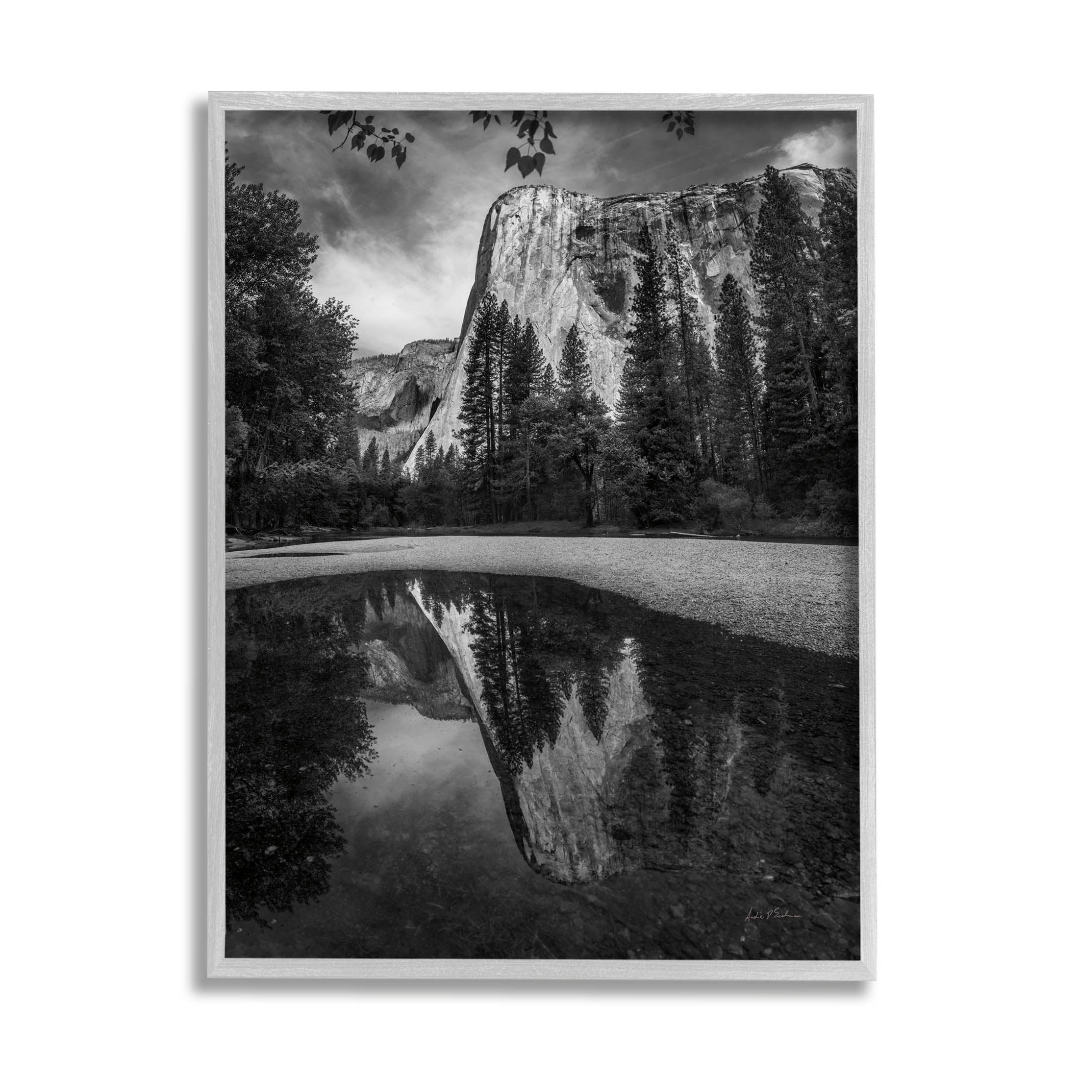 Stupell Industries Yosemite Wildlife Nature Reflection Photograph Gray Framed Art Print Wall Art, Design by Andre Eichman