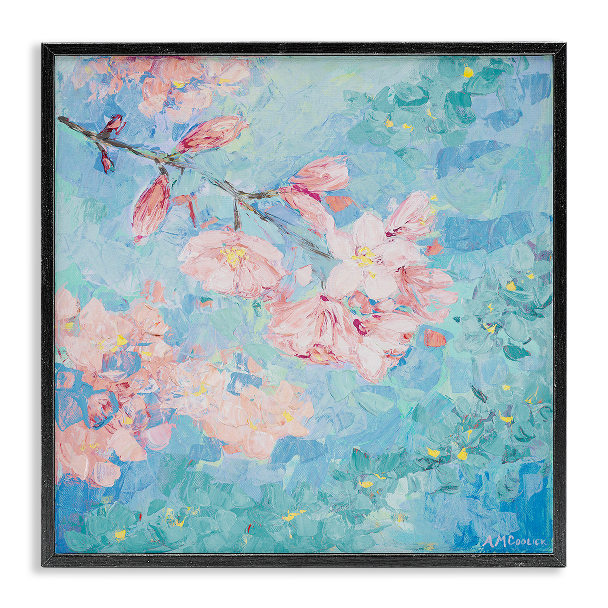 Stupell Industries Yoshino Cherry Blossom Plants & Flowers Painting Black Framed Art Print Wall Art, 12 x 12