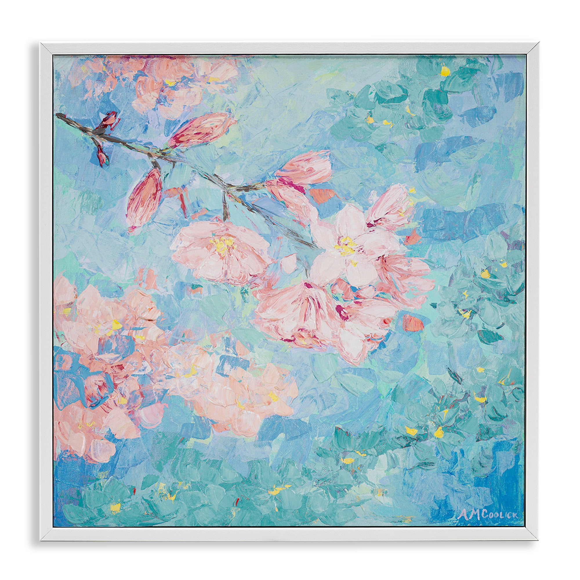Stupell Industries Yoshino Cherry Blossom Plants & Flowers Painting White Framed Art Print Wall Art, 24 x 24
