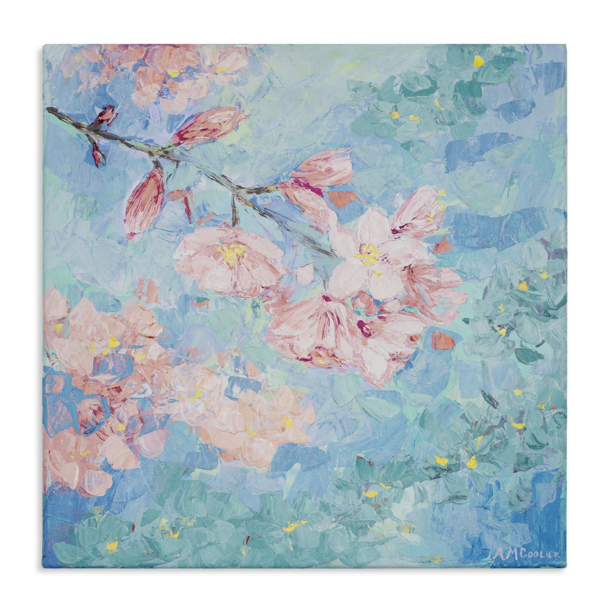 Stupell Industries Yoshino Cherry Blossom Plants & Flowers Painting Wrapped Canvas Art Print Wall Art, 17 x 17
