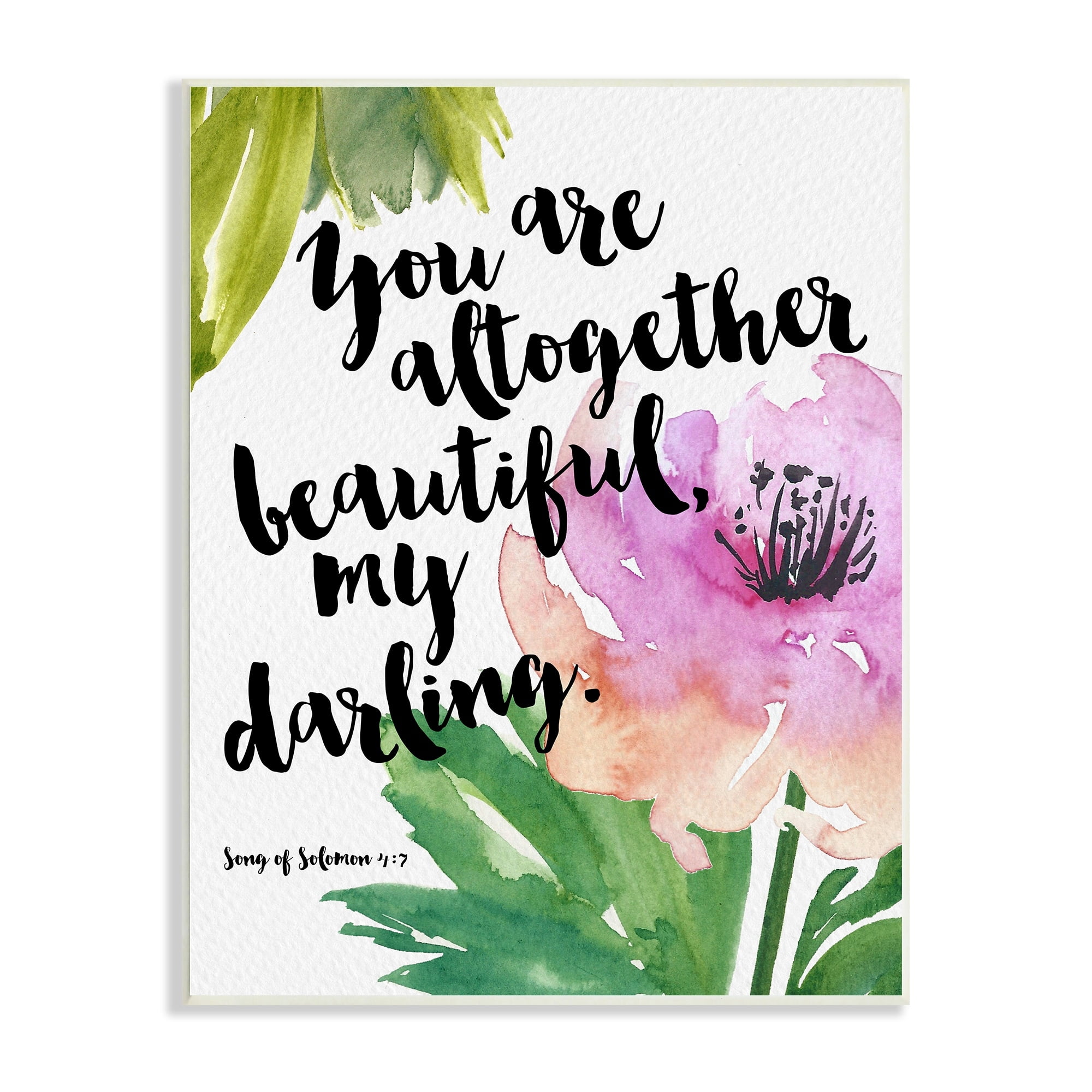 Stupell Industries You Are Altogether Beautiful Spiritual Calligraphy Quote Wood Wall Art, 13 x 19, Design by Amy Brinkman