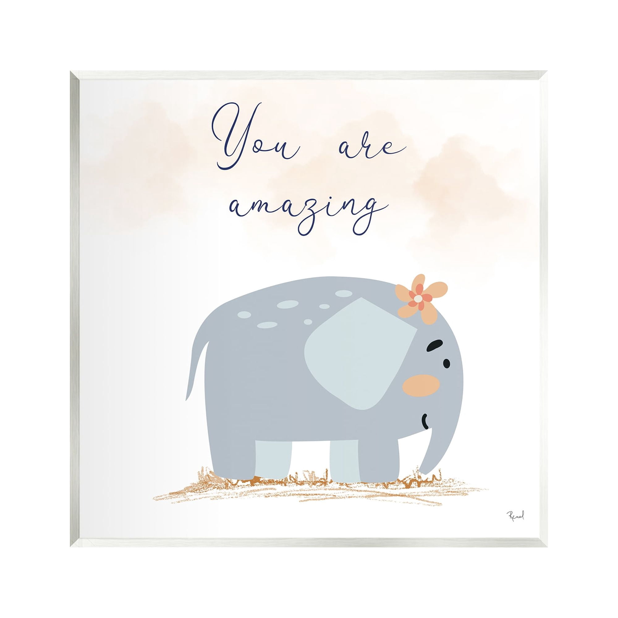 Stupell Industries You Are Amazing Elephant Animals & Insects Painting Unframed Art Print Wall Art, 12 x 12