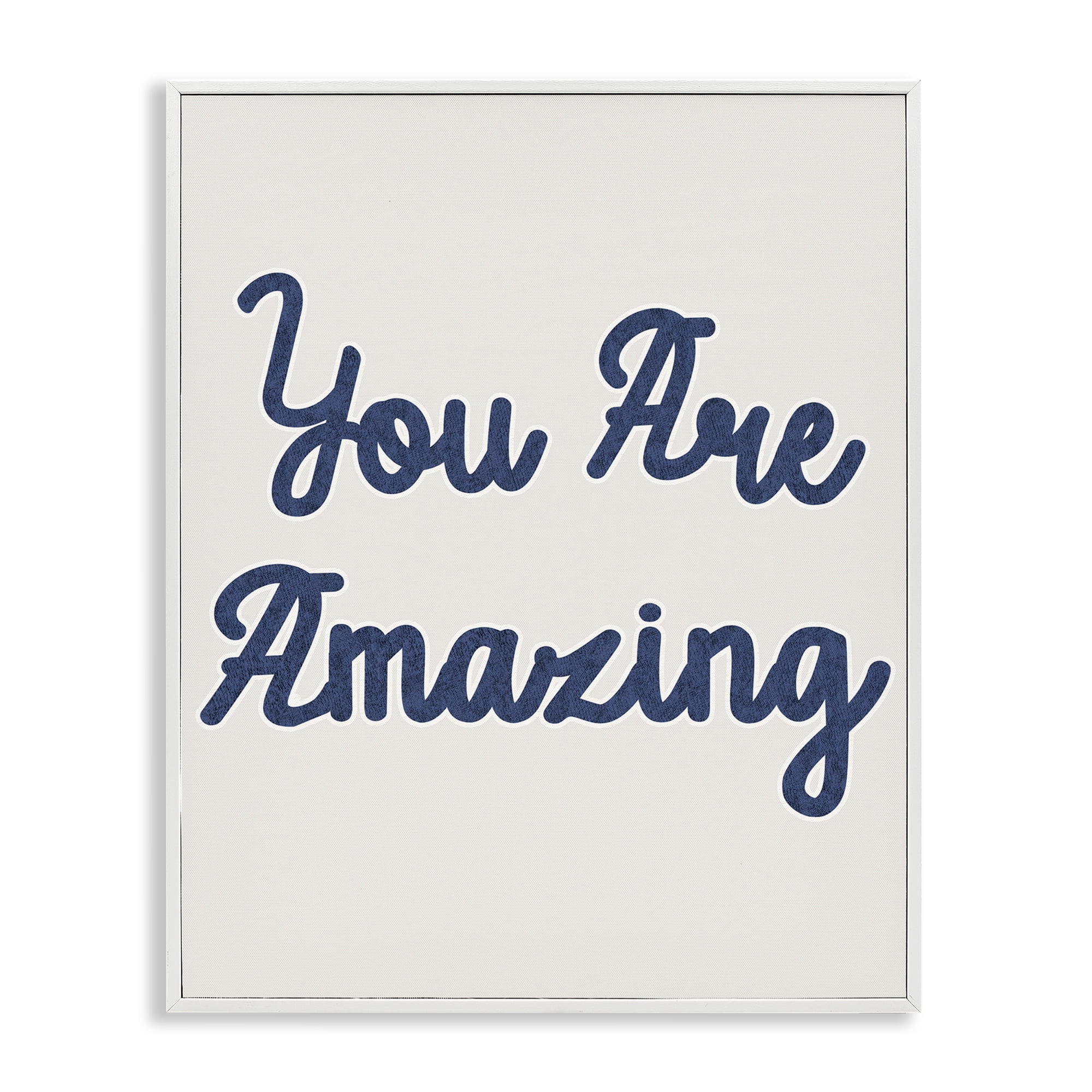 White Framed Typography Print with Blue Text, 24 x 30