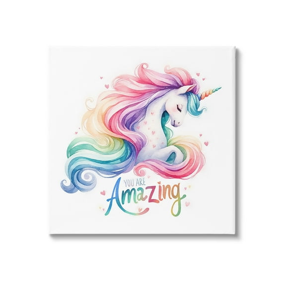 Stupell Industries You Are Amazing Unicorn Fairy Tales & Fantasy Painting Gallery Wrapped Canvas Art Print Wall Art, 17 x 17