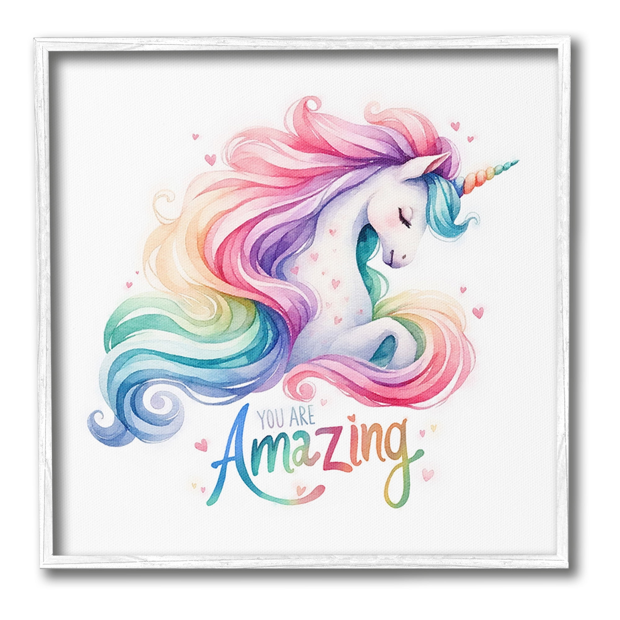 Stupell Industries You Are Amazing Unicorn Fairy Tales & Fantasy Painting White Framed Art Print Wall Art, 24 x 24