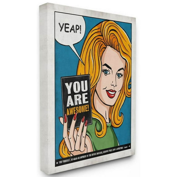 Stupell Industries You Are Awesome Vintage Comic Book Design Canvas Wall Art by Ester Kay