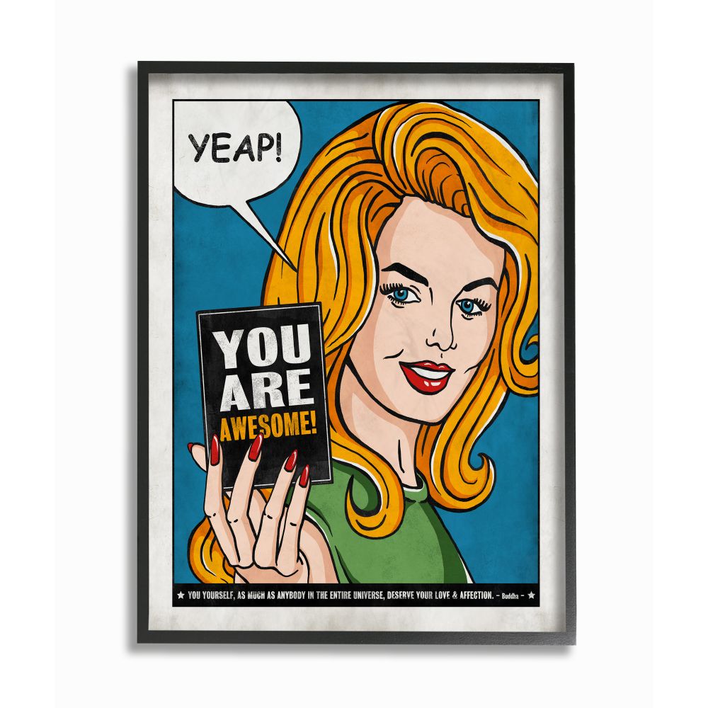 Stupell Industries You Are Awesome Vintage Comic Book Design Framed Wall Art by Ester Kay