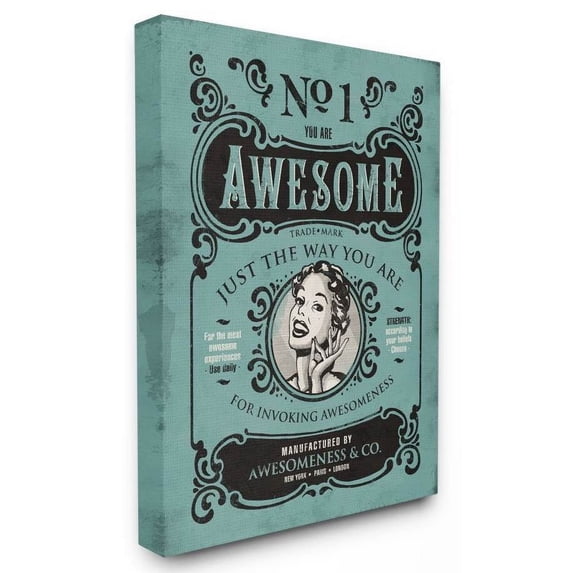 Stupell Industries You Are Awesome Vintage Comic Book Funny Blue Design Canvas Wall Art by Ester Kay