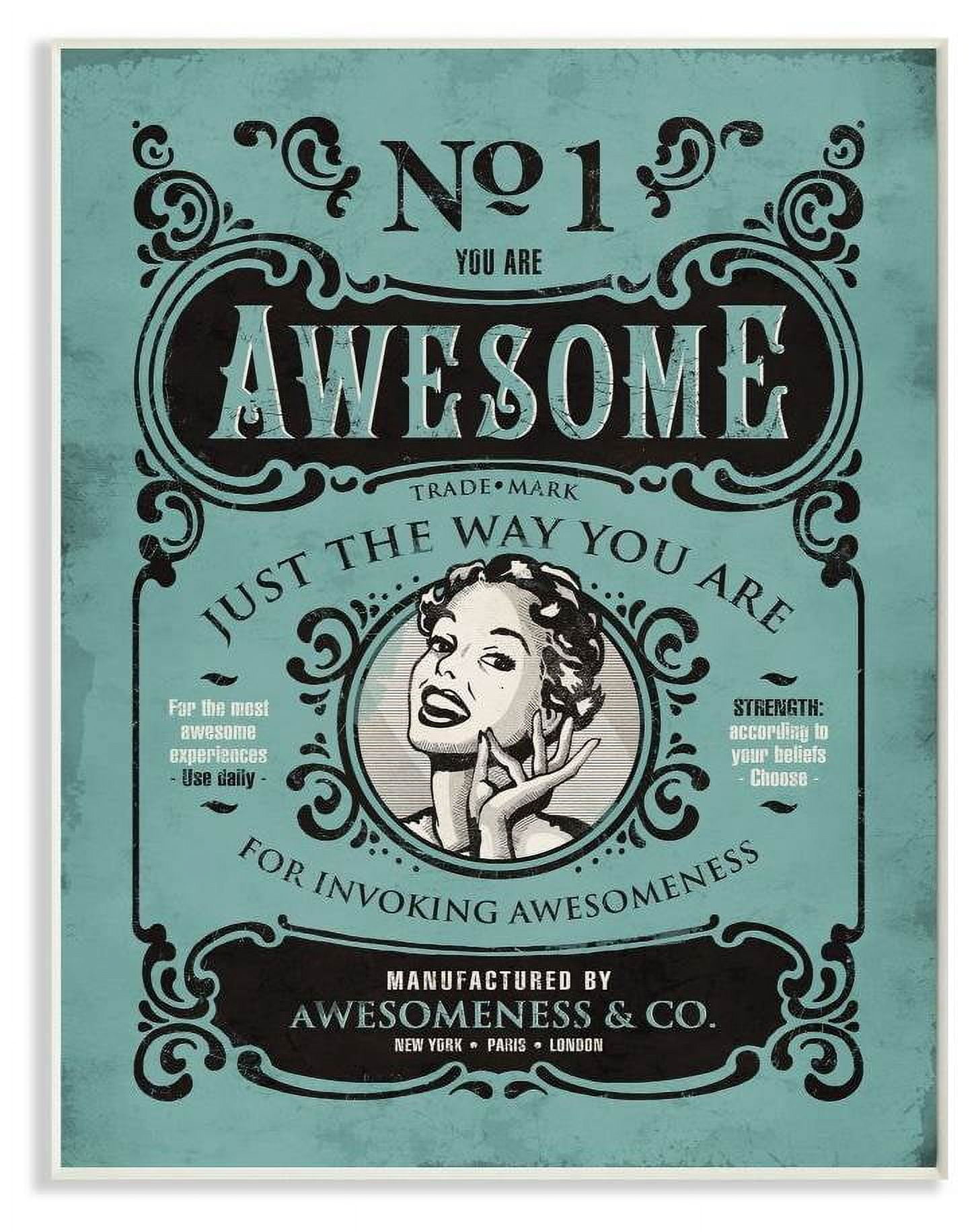 Stupell Industries You Are Awesome Vintage Comic Book Funny Blue Design Wall Plaque by Ester Kay