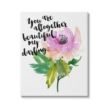 Stupell Industries You Are Beautiful Calligraphy Quote Floral Watercolor Effect Canvas Wall Art, 16 x 20, Design by Amy Brinkman