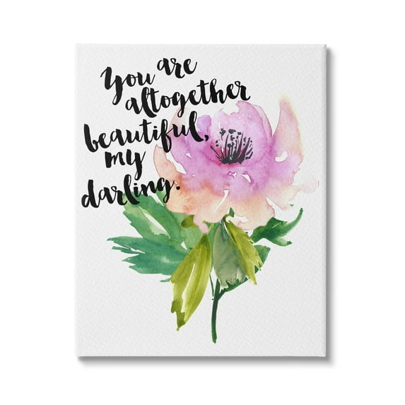 Stupell Industries You Are Beautiful Calligraphy Quote Floral Watercolor Effect Canvas Wall Art, 24 x 30, Design by Amy Brinkman