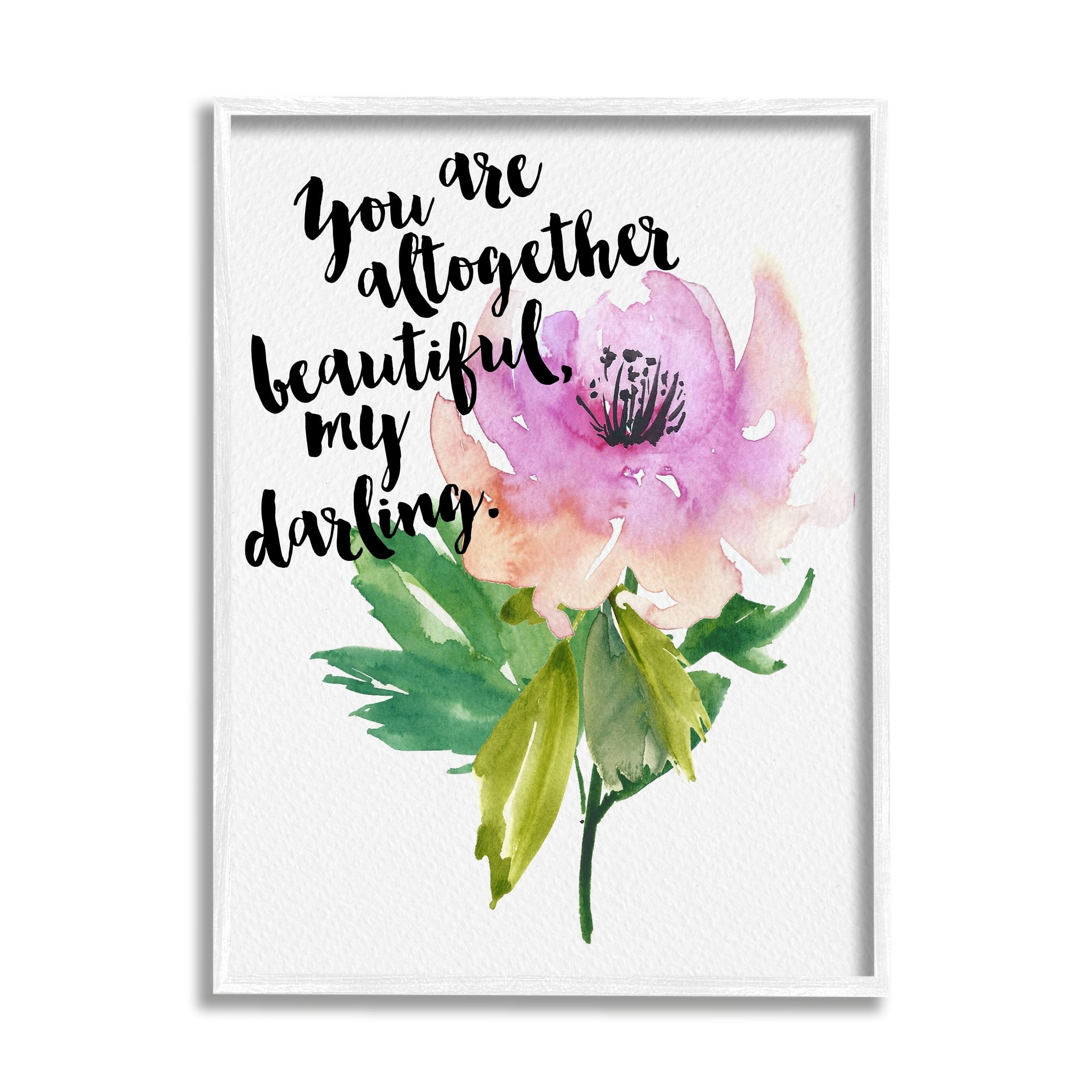Stupell Industries You Are Beautiful Calligraphy Quote Floral Watercolor Effect Framed Wall Art, 11 x 14, Design by Amy Brinkman