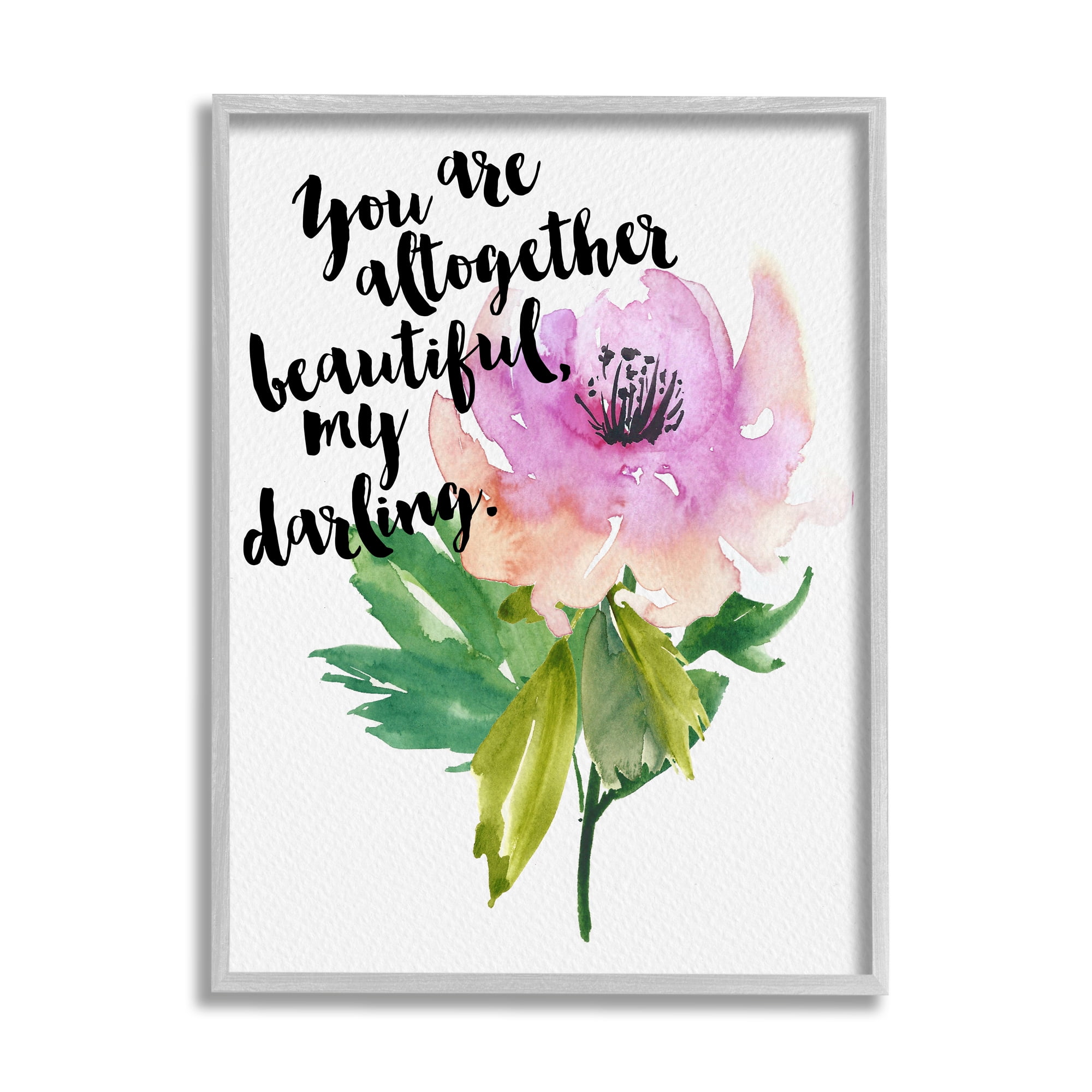 Stupell Industries You Are Beautiful Calligraphy Quote Floral Watercolor Effect Framed Wall Art, 24 x 30, Design by Amy Brinkman