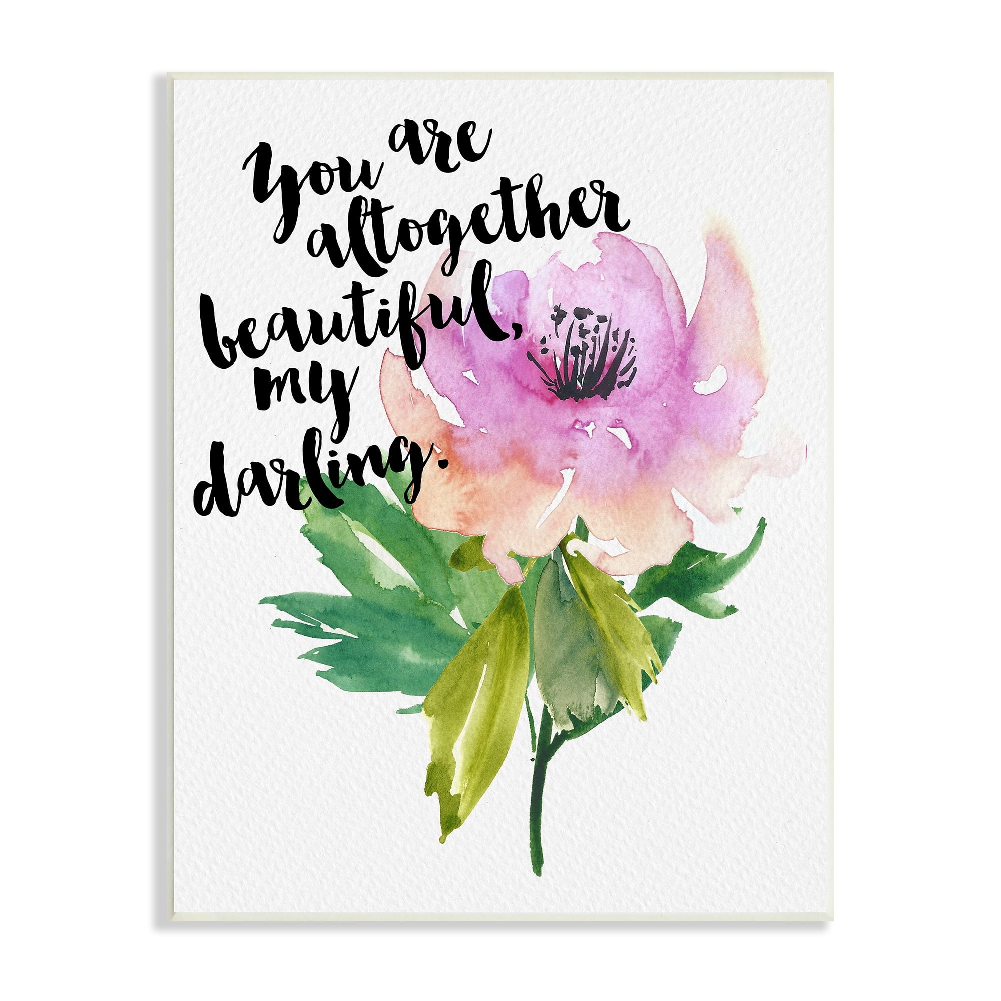 Stupell Industries You Are Beautiful Calligraphy Quote Floral Watercolor Effect Wood Wall Art, 10 x 15, Design by Amy Brinkman