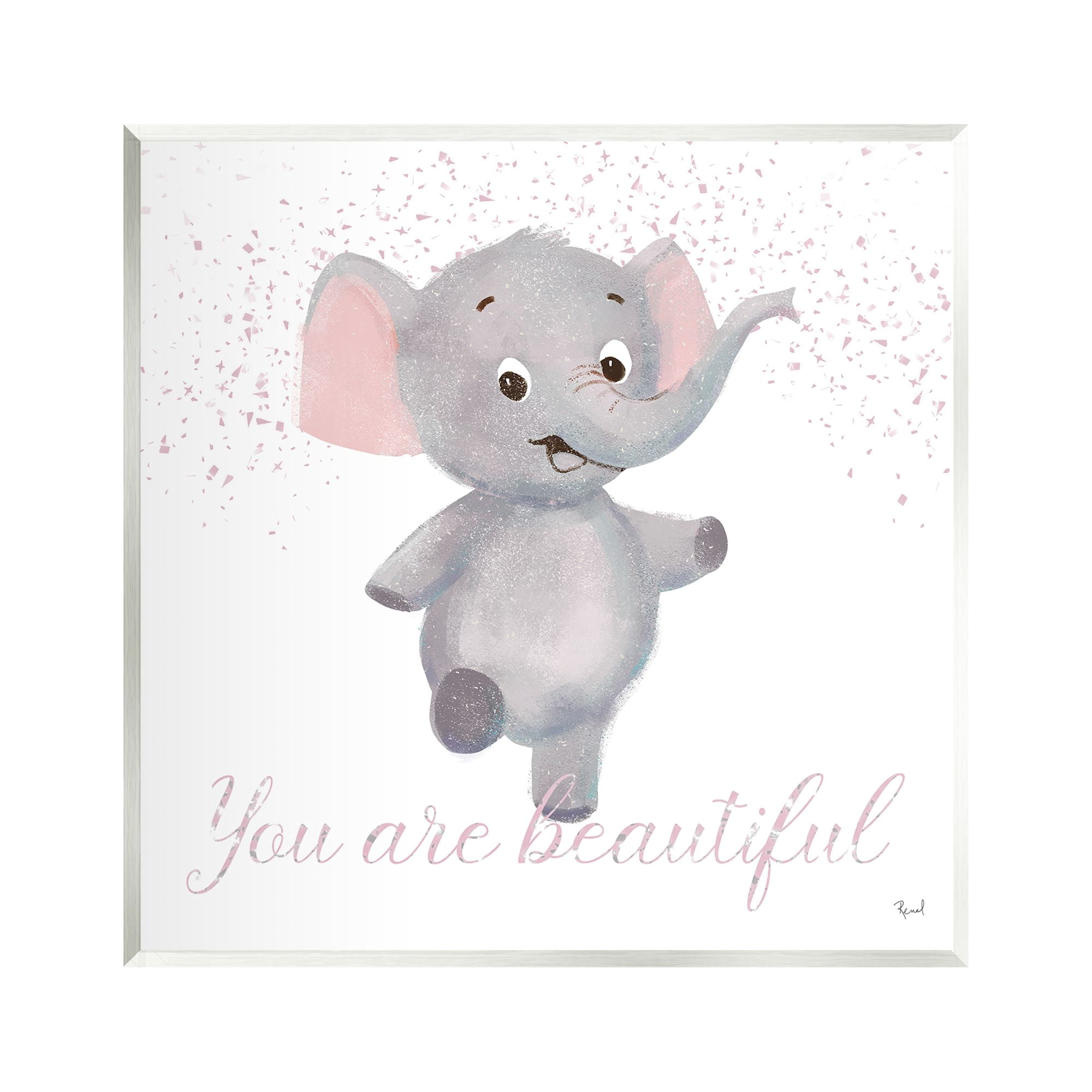 Stupell Industries You Are Beautiful Elephant Animals & Insects Painting Unframed Art Print Wall Art, 12 x 12