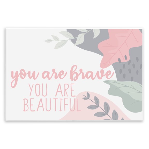 Stupell Industries Contemporary You Are Brave Inspirational Pink Nature Wall Plaque Art, 15 x 10, by Kim Allen