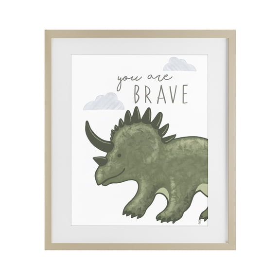 Stupell Industries You Are Brave Dinosaur Birch Framed Print Under Glass, design by Elizabeth Tyndall