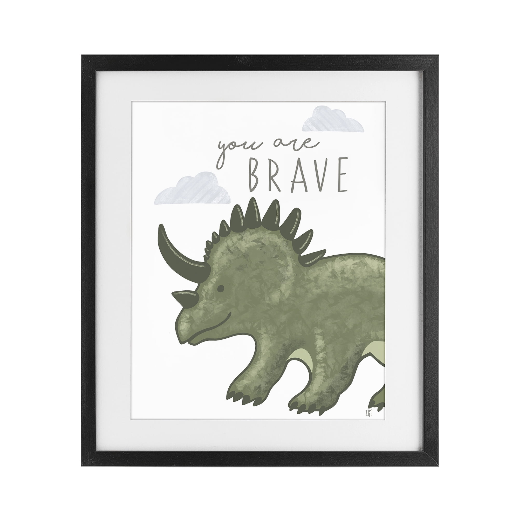 Stupell Industries You Are Brave Dinosaur Black Framed Print Under Glass, design by Elizabeth Tyndall