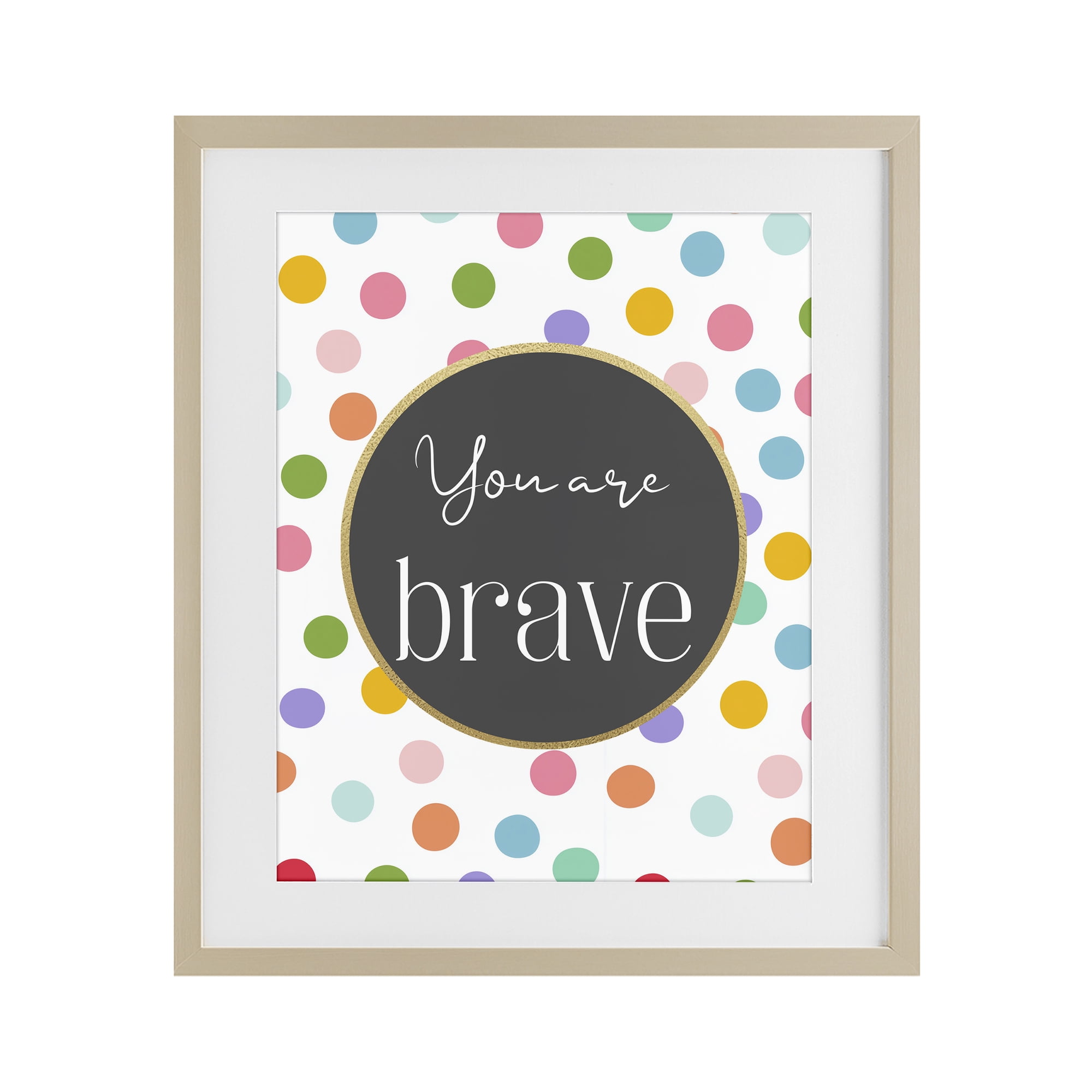 Stupell Industries You Are Brave Polka Dots Birch Framed Print Under Glass, design by Christine Simpson Art