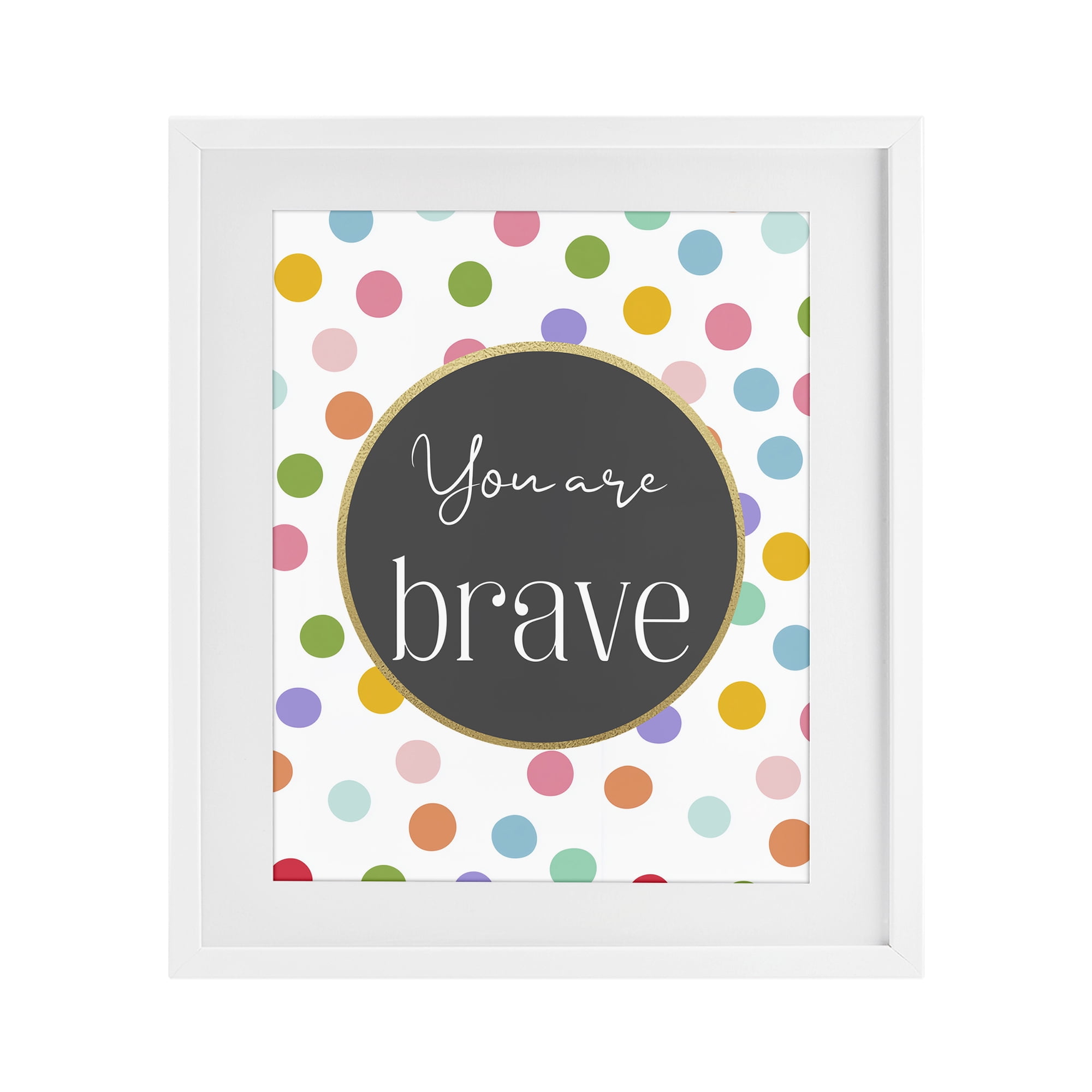 Stupell Industries You Are Brave Polka Dots White Framed Print Under Glass, design by Christine Simpson Art