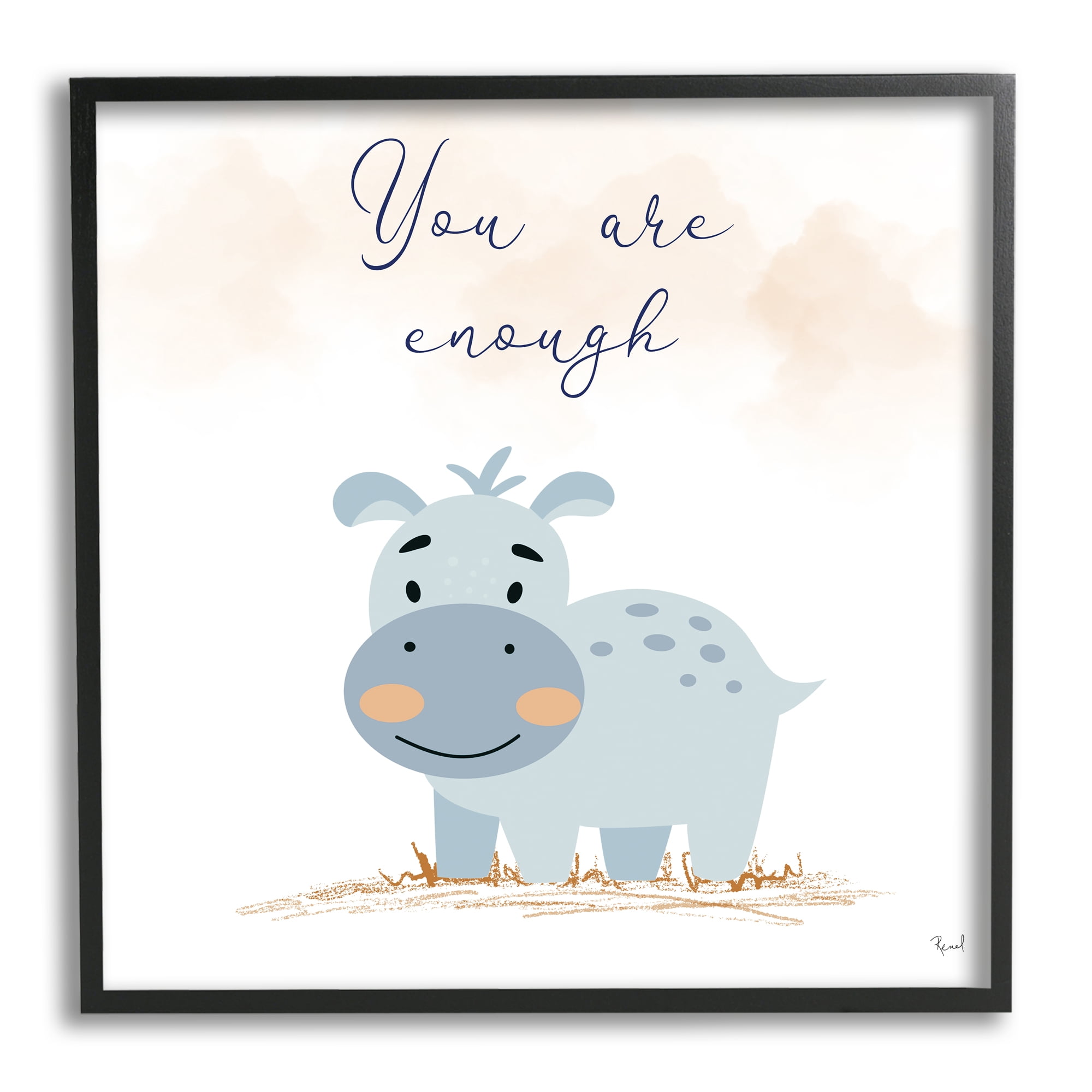 Stupell Industries You Are Enough Inspirational Animals & Insects Painting Black Framed Art Print Wall Art, 24 x 24