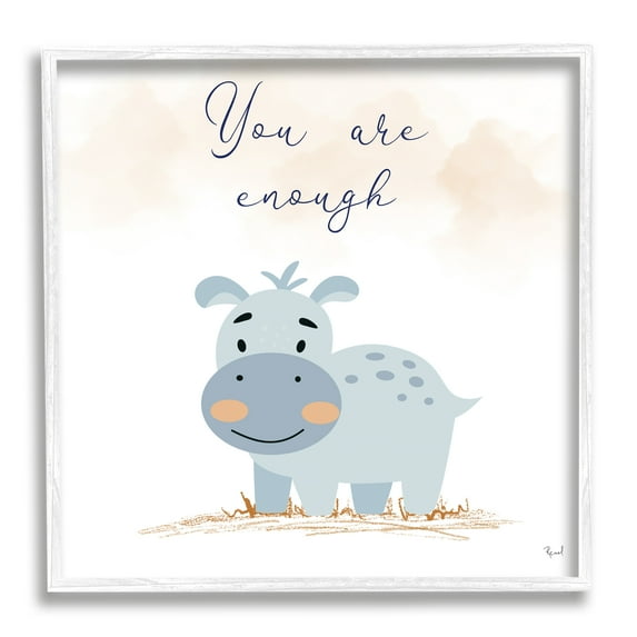 Stupell Industries You Are Enough Inspirational Animals & Insects Painting White Framed Art Print Wall Art, 17 x 17
