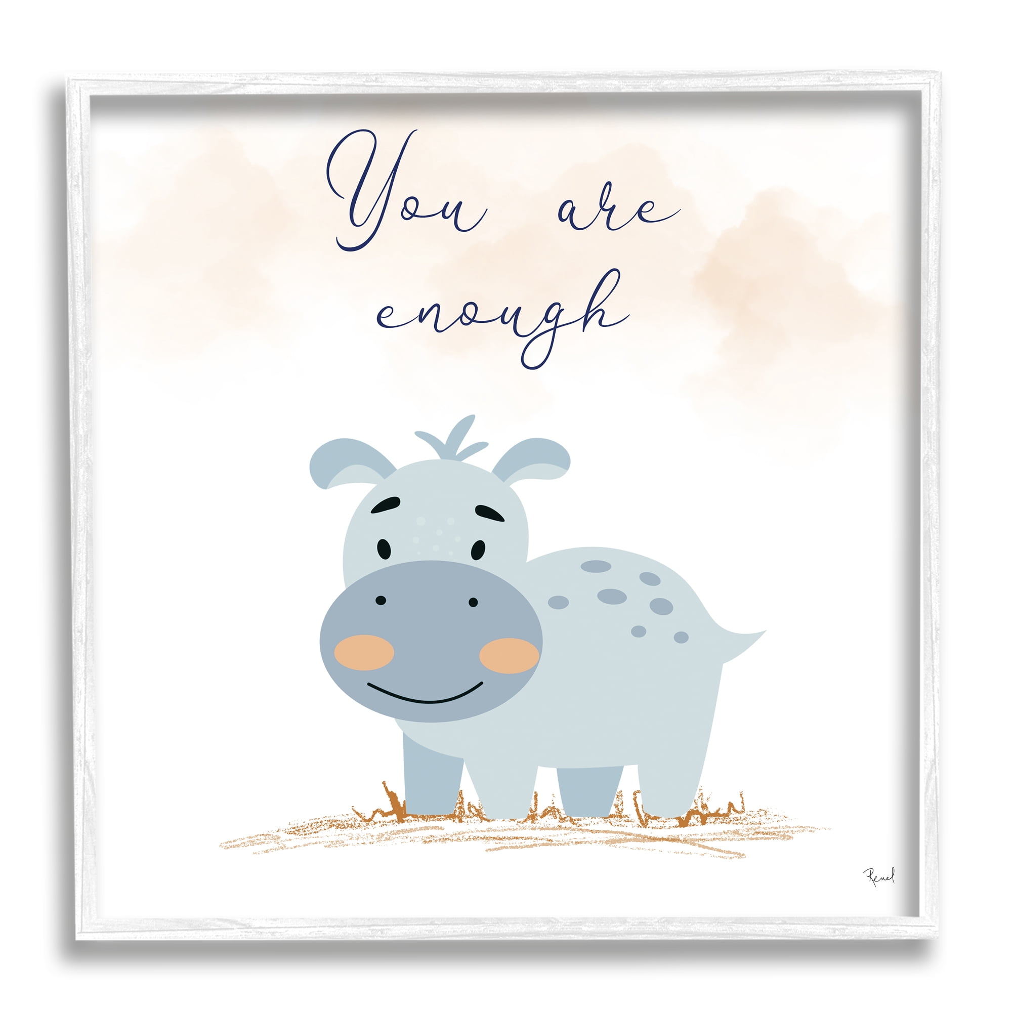 Stupell Industries You Are Enough Inspirational Animals & Insects Painting White Framed Art Print Wall Art, 24 x 24