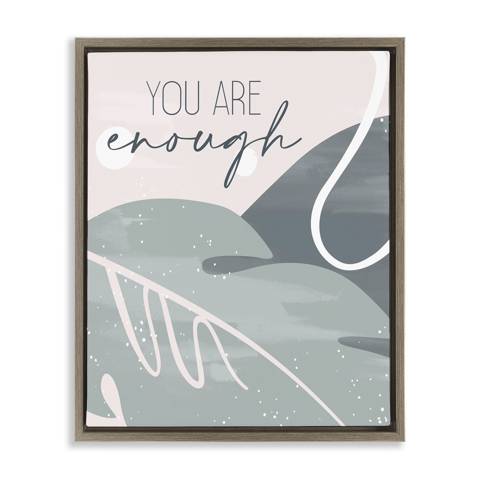 Stupell Industries You Are Enough Phrase Typography Painting Brown Floater Framed Canvas Art Print Wall Art, 17 x 21