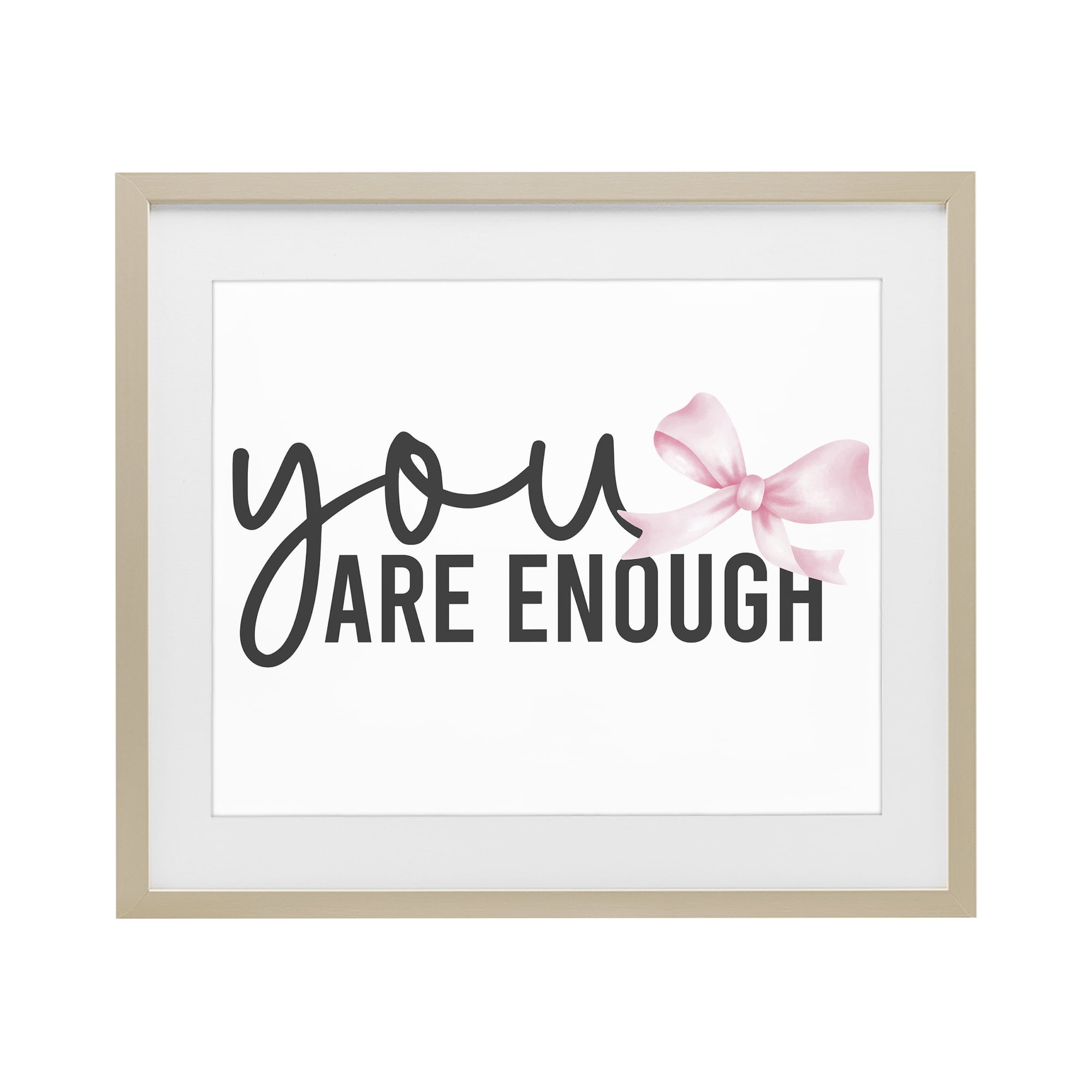 Stupell Industries You Are Enough with Ribbon Birch Framed Print Under Glass, design by Kim Allen