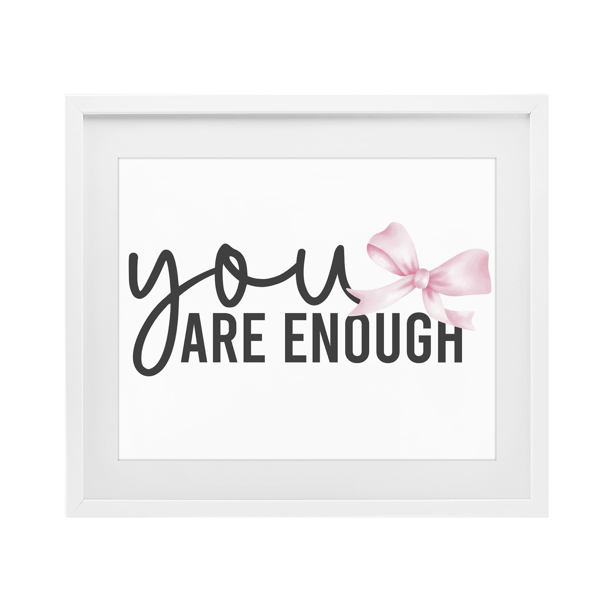 Stupell Industries You Are Enough with Ribbon White Framed Print Under Glass, design by Kim Allen