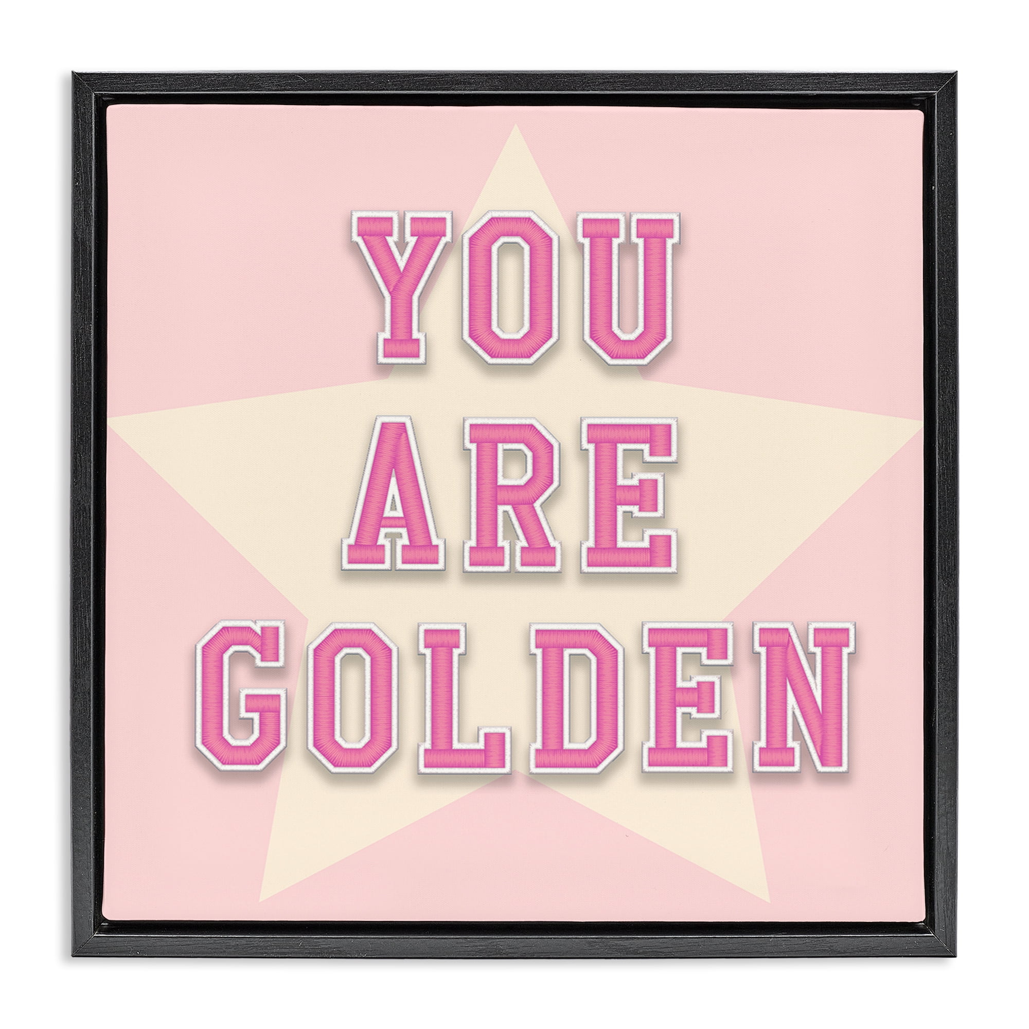 Stupell Industries You Are Golden Phrase Text & Numbers Painting Black Floater Framed Canvas Art Print Wall Art, 18 x 18