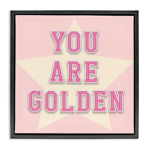 Stupell Industries You Are Golden Phrase Text & Numbers Painting Black Floater Framed Canvas Art Print Wall Art, 18 x 18