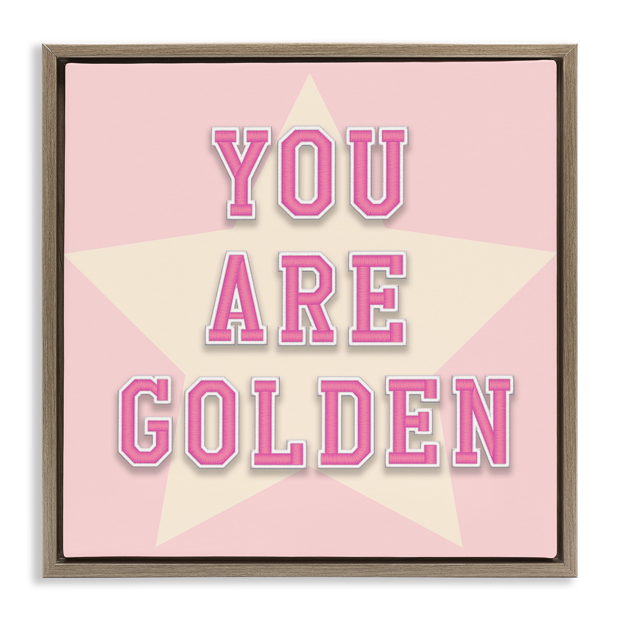 Stupell Industries You Are Golden Phrase Text & Numbers Painting Brown Floater Framed Canvas Art Print Wall Art, 18 x 18