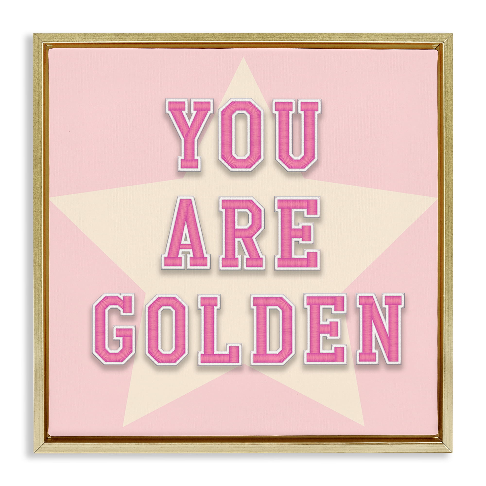 Stupell Industries You Are Golden Phrase Text & Numbers Painting Gold Floater Framed Canvas Art Print Wall Art, 18 x 18