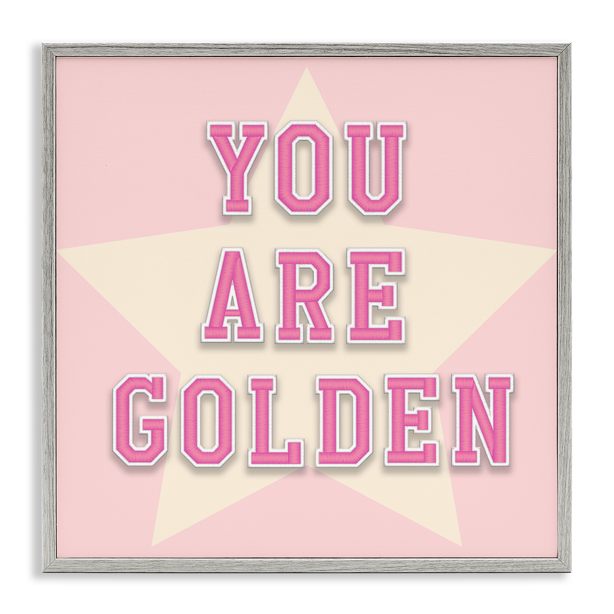 Stupell Industries You Are Golden Phrase Text & Numbers Painting Gray Framed Art Print Wall Art, 17 x 17