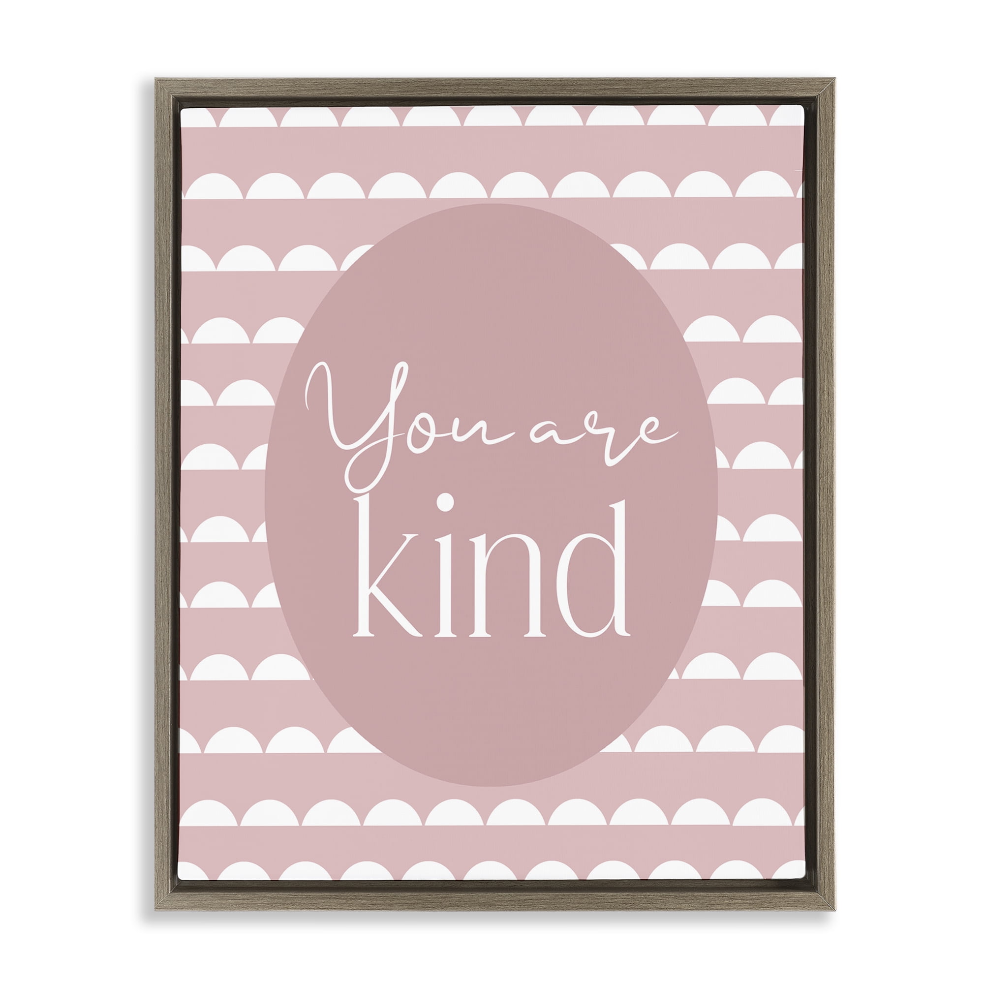 Stupell Industries You Are Kind Blush Pink Brown Framed Floater Canvas Wall Art, design by Christine Simpson Art