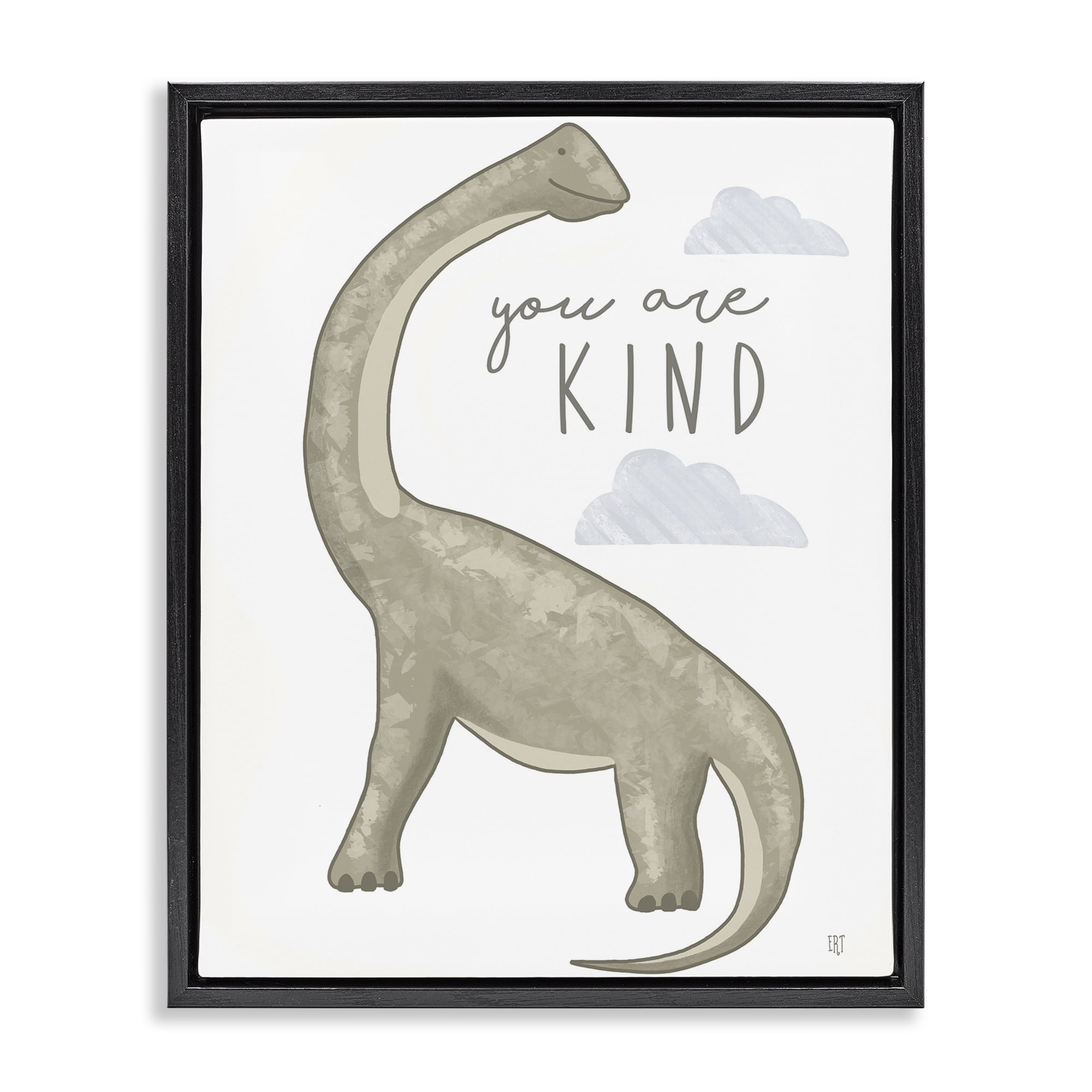 Stupell Industries You Are Kind Dinosaur Black Framed Floater Canvas Wall Art, design by Elizabeth Tyndall