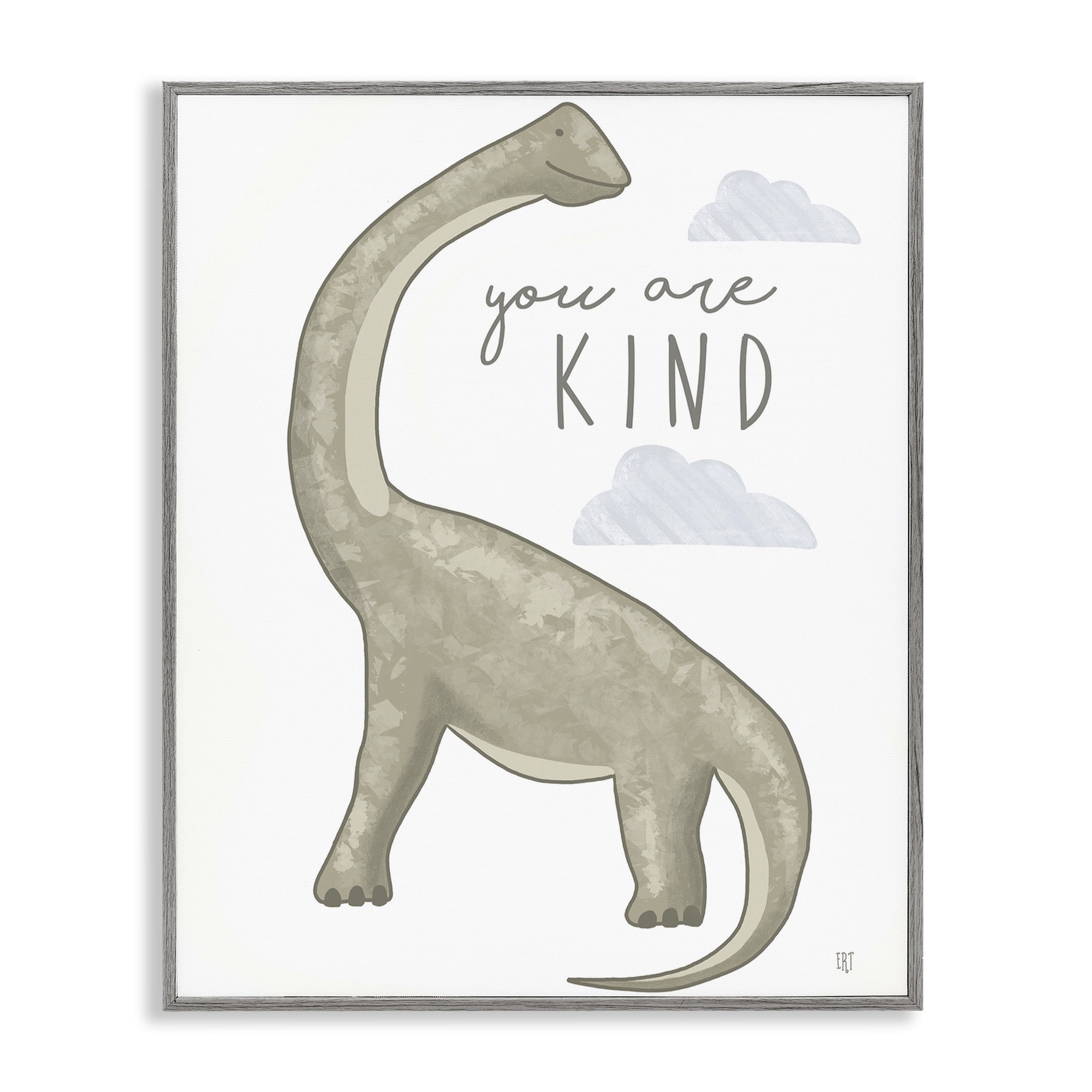 Stupell Industries You Are Kind Dinosaur Gray Framed Giclee Art, design by Elizabeth Tyndall