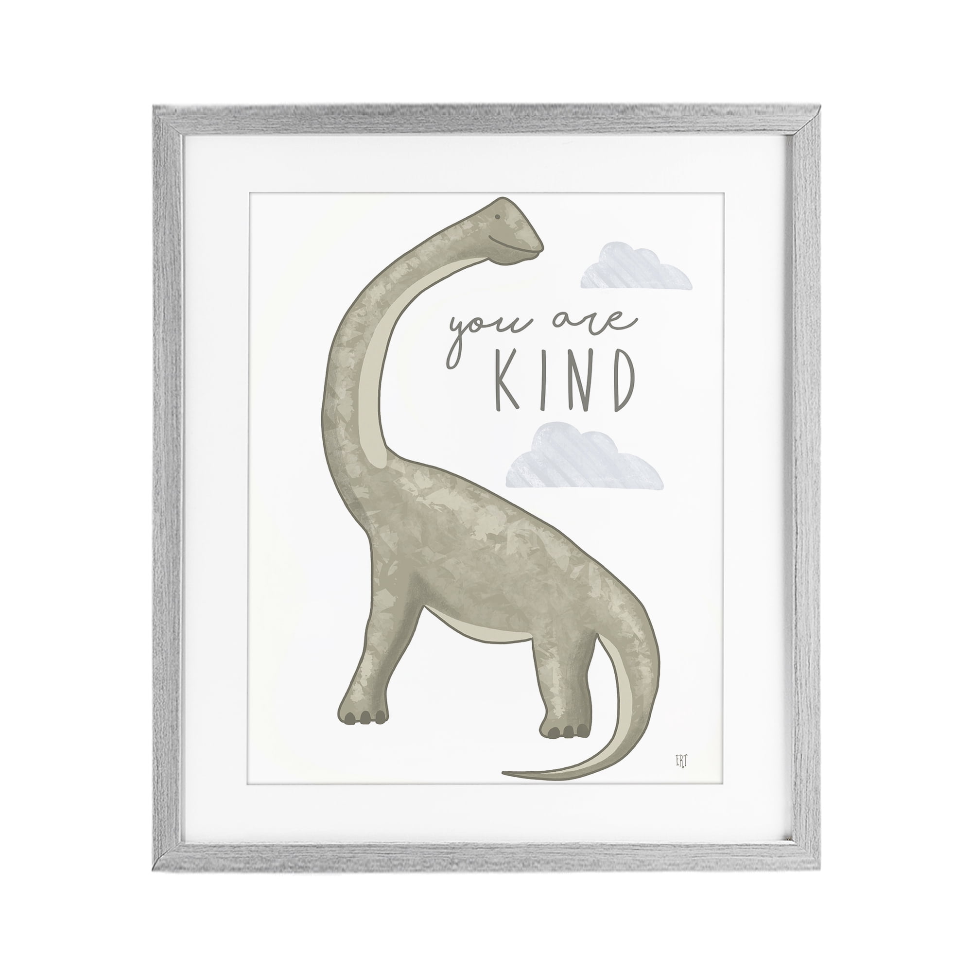 Stupell Industries You Are Kind Dinosaur Gray Framed Print Under Glass, design by Elizabeth Tyndall