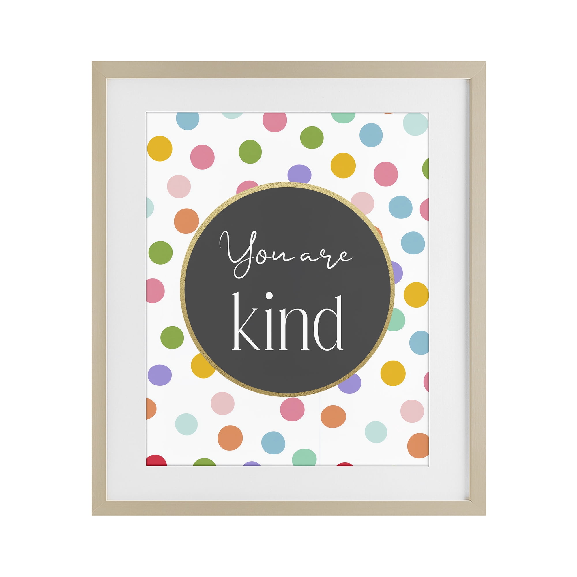 Stupell Industries You Are Kind Polka Dots Birch Framed Print Under Glass, design by Christine Simpson Art