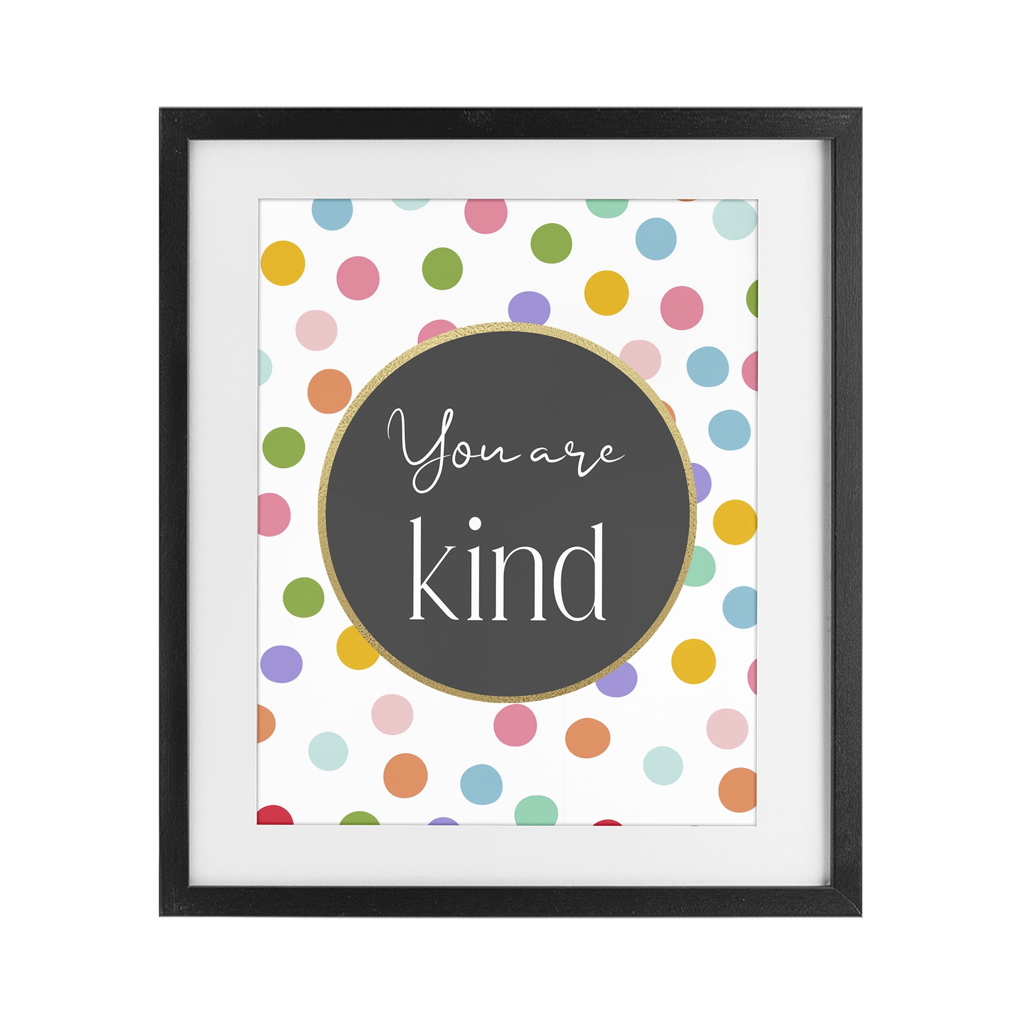 Stupell Industries You Are Kind Polka Dots Black Framed Print Under Glass, design by Christine Simpson Art